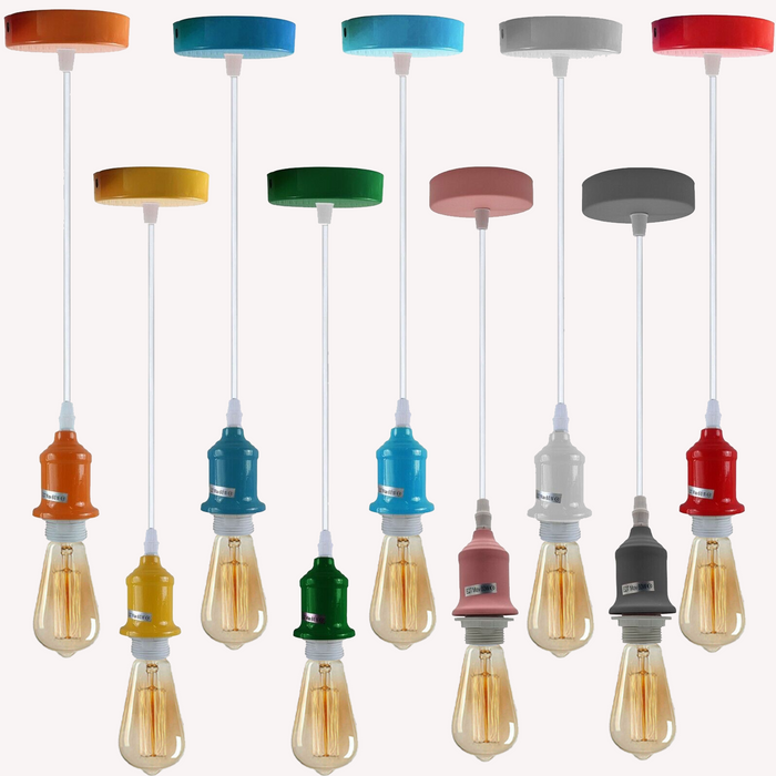 Industrial Vintage Various colours Ceiling Light Fitting E27 Pendant Holder