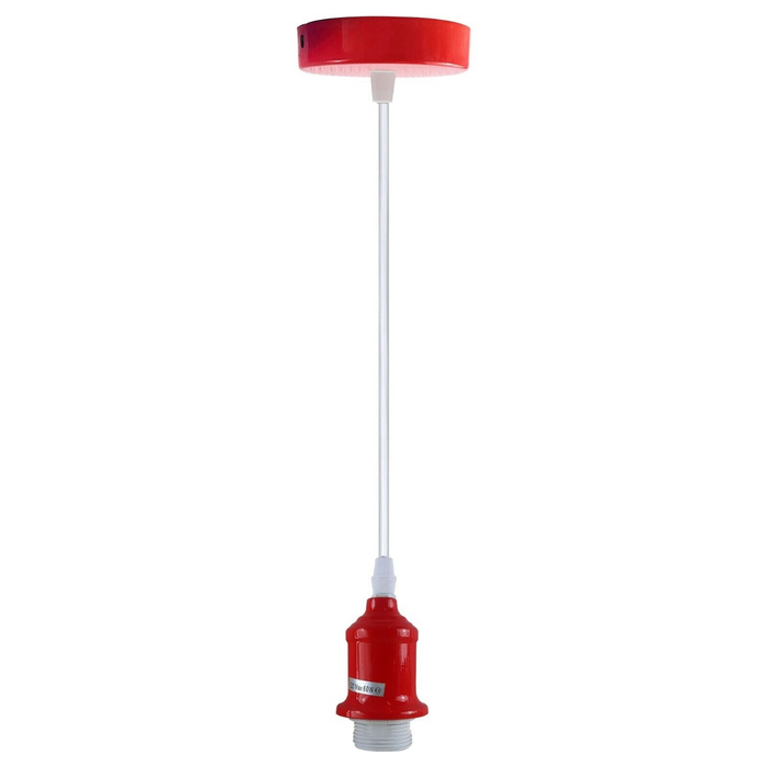 Industrial Vintage Red Ceiling Light Fitting E27 Pendant Holder