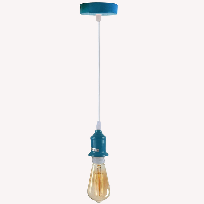 Industrial Vintage Cyan Blue Ceiling Light Fitting E27 Pendant Holder