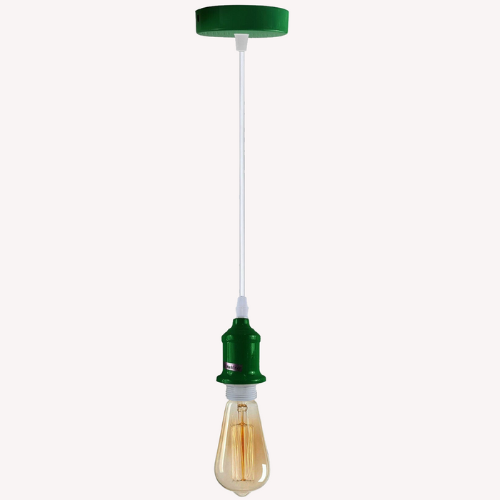 Industrial Vintage Green Ceiling Light Fitting E27 Pendant Holder