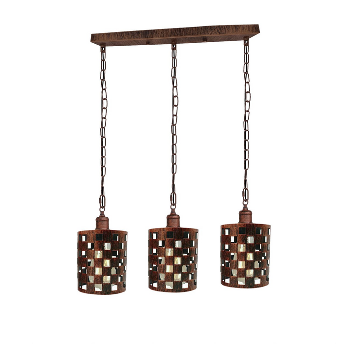 Industrial Vintage Retro Drum Cylinder shape Rustic Red Metal Ceiling 3 way rectangle Pendant cage Lights E27