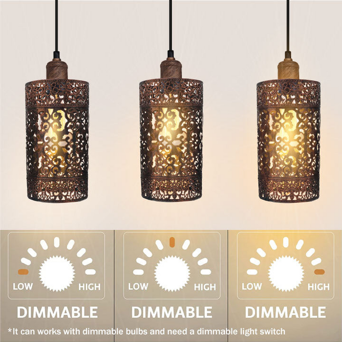 Industrial vintage Retro pendant light 3 way Rectangle DrumCylinder various colours ceiling base brushed finished