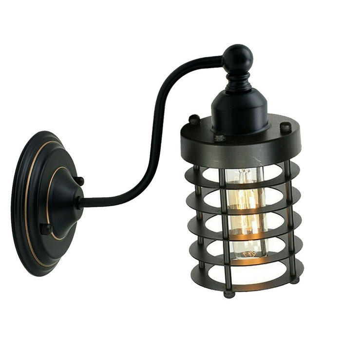 Industrial Wall Mounted Lights Black Sconce Wire Cage Lamps set