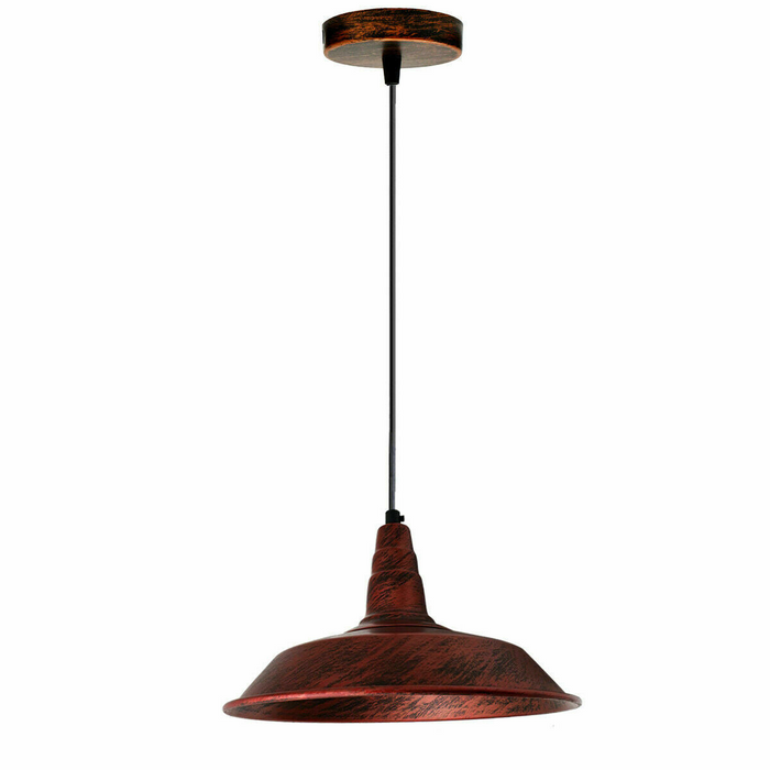 Industriële Vintage Nieuwe Hangende Plafondlamp 26cm Kom Schaduw Rustiek Rood E27 UK Houder