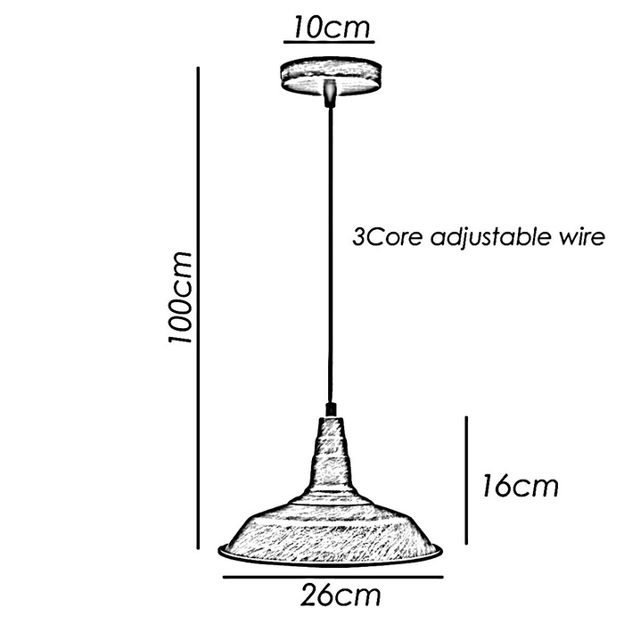 Industriële Vintage Nieuwe Hangende Plafondlamp 26cm Kom Schaduw Rustiek Rood E27 UK Houder