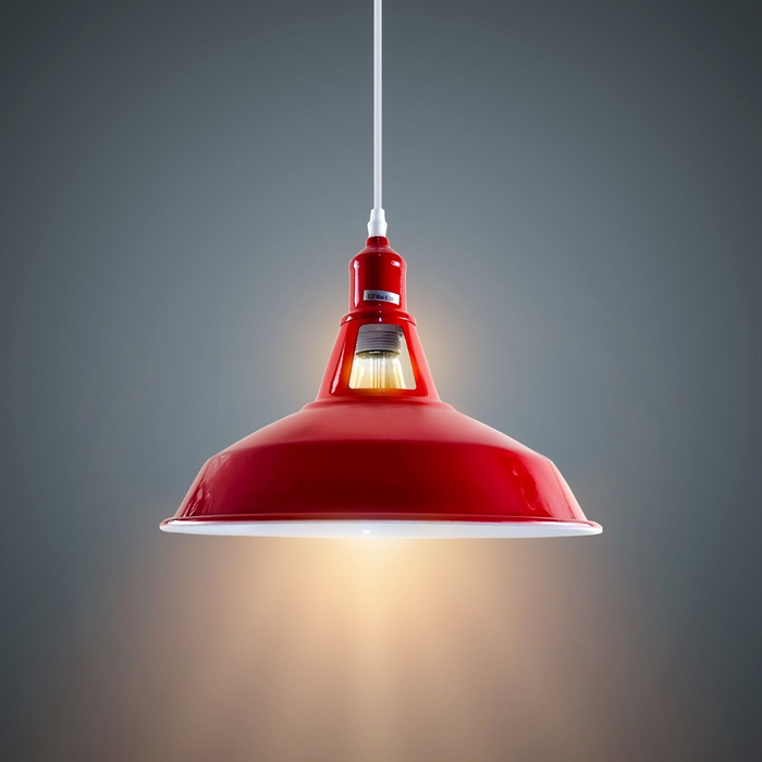 Industrial Vintage Modern Metal Retro  E27 Ceiling Red Barn Slotted Pendant Shade