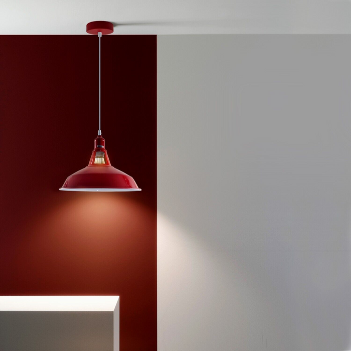 Industrial Vintage Modern Metal Retro  E27 Ceiling Red Barn Slotted Pendant Shade