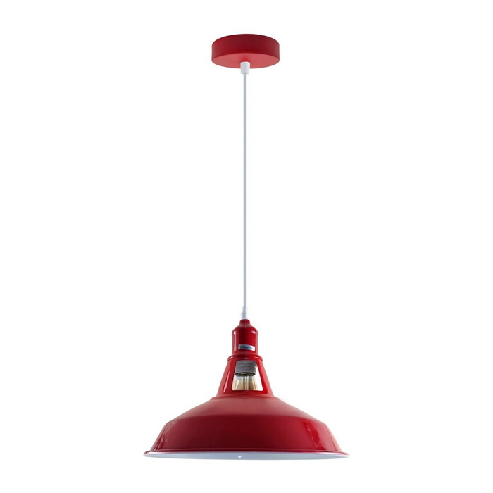 Industrial Vintage Modern Metal Retro  E27 Ceiling Red Barn Slotted Pendant Shade