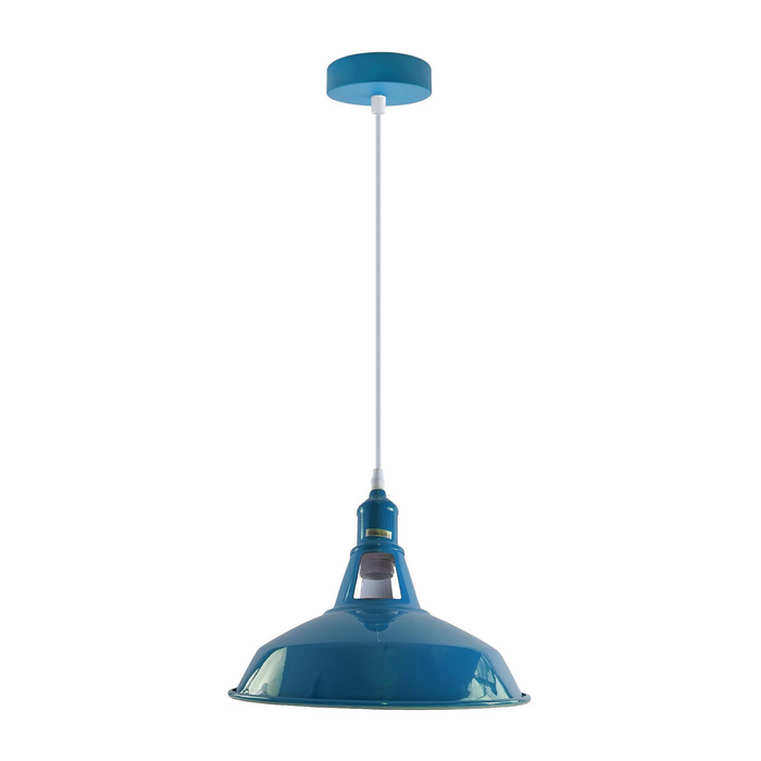 Industrial Vintage Modern Metal Retro  E27 Ceiling Blue Barn Slotted Pendant Shade