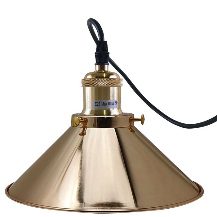 French Gold 3 Head Vintage Industrial Retro Loft Style Metal Ceiling Lampshade