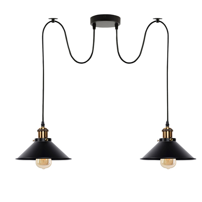 Industrial Vintage Black 2 Way Retro Industrial Ceiling E27 Hanging Lamp Pendant Light