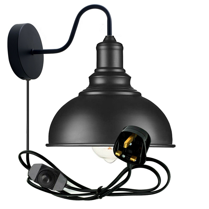 Wall Light Mounted E27 Matte Black Retro Wall Light lamp