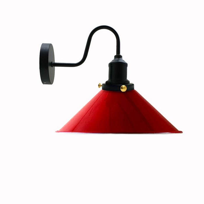 Industriële vintage ratio rode zwanenhals wandlamp binnen schans metalen kegelvorm schaduw