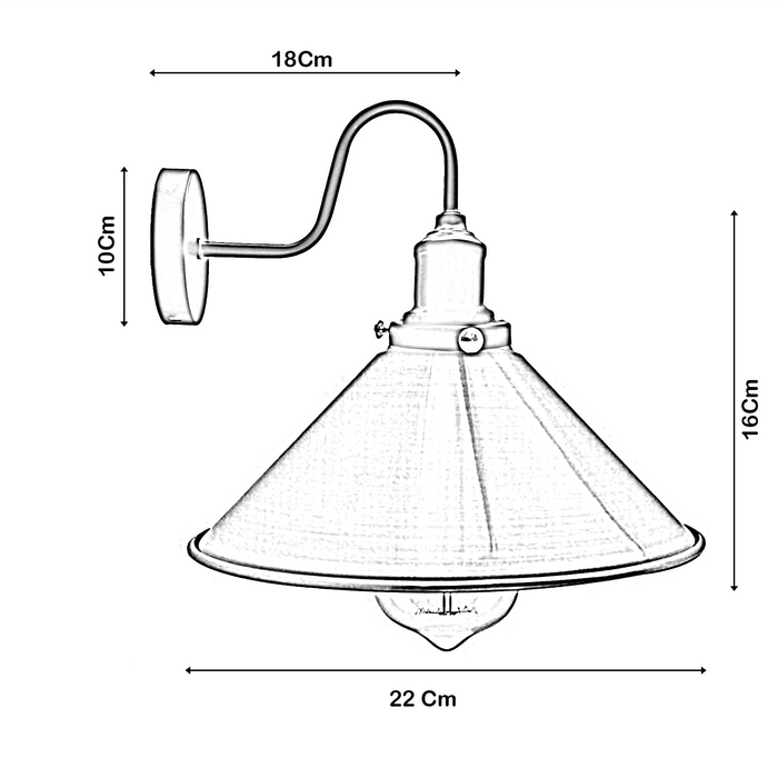 Industrial Vintage White Swan Neck Wall Light Indoor Sconce Metal Cone Shape Shade