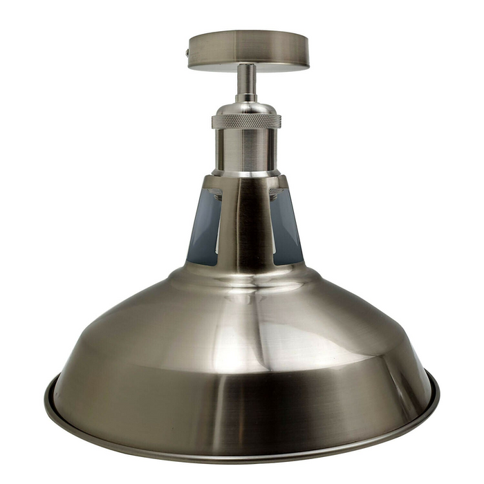 Modern Semi Flush Fittings Brushed Metal Lounge Ceiling light - Satin Nickel