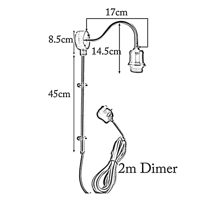 2 m stekker met dimmerschakelaar, stoffen flexkabel, plug-in, hangende pijpverlichtingsset, zwart