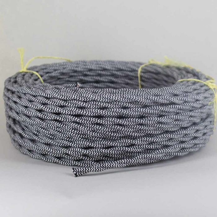 2 Core Twisted Electric Cable Black And White Color Fabric 0.75mm