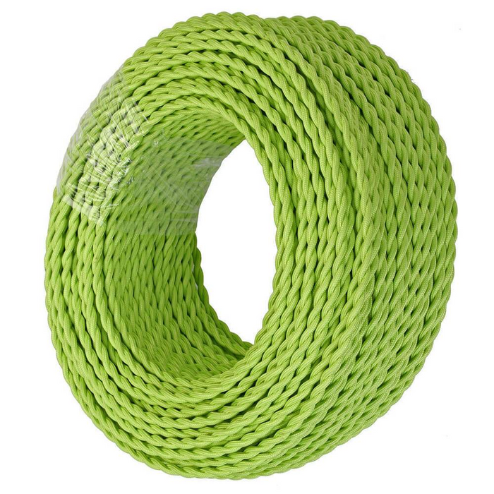 2 Core Twisted Electric Cable Light Green Color Fabric 0.75mm