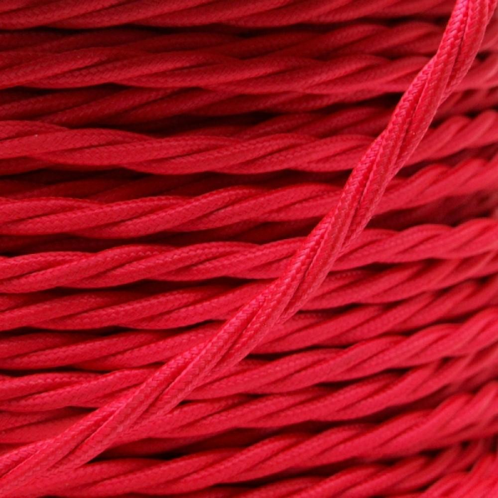 2 Core Twisted Red Vintage Electric Fabric Cable Flex 0.75mm