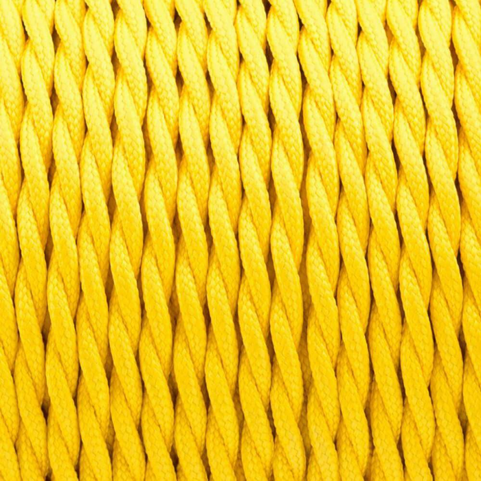 2 Core Twisted Electric Cable Covered By Rayon Solid Yellow Color Fabric 0.75mm