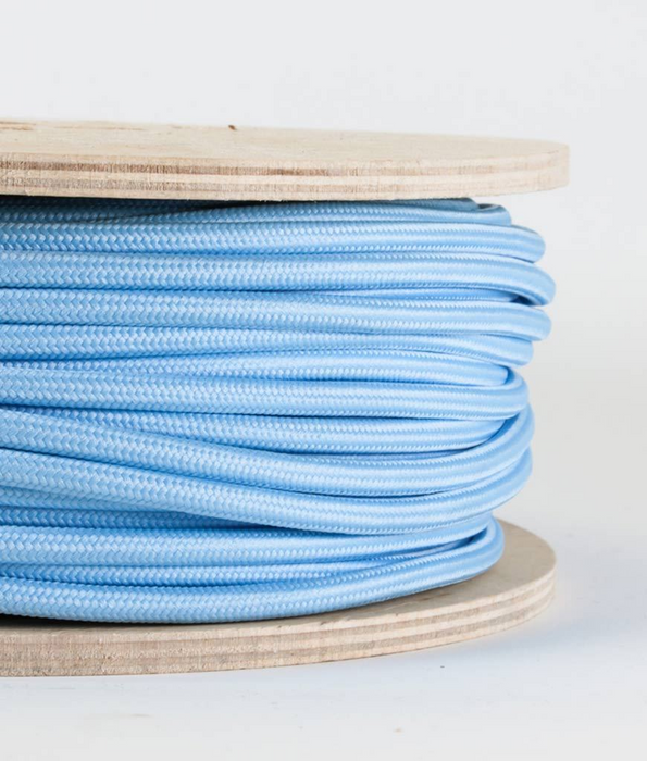 Fabric Lighting Vintage Light Blue Flexible Round Cable Electric Wire