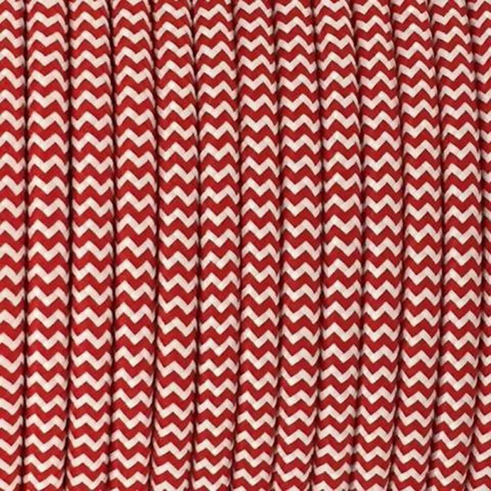 2 Core 0.75mm Round Vintage Braided Red And White Fabric Covered lamp cords