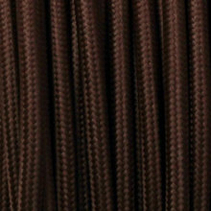 2 Core Round Vintage Braided Fabric Dark Brown Cable Flex 0.75mm