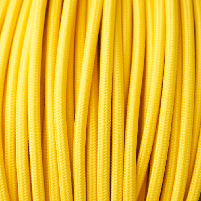2 Core Round Vintage Braided Fabric Yellow Cable Flex 0.75mm