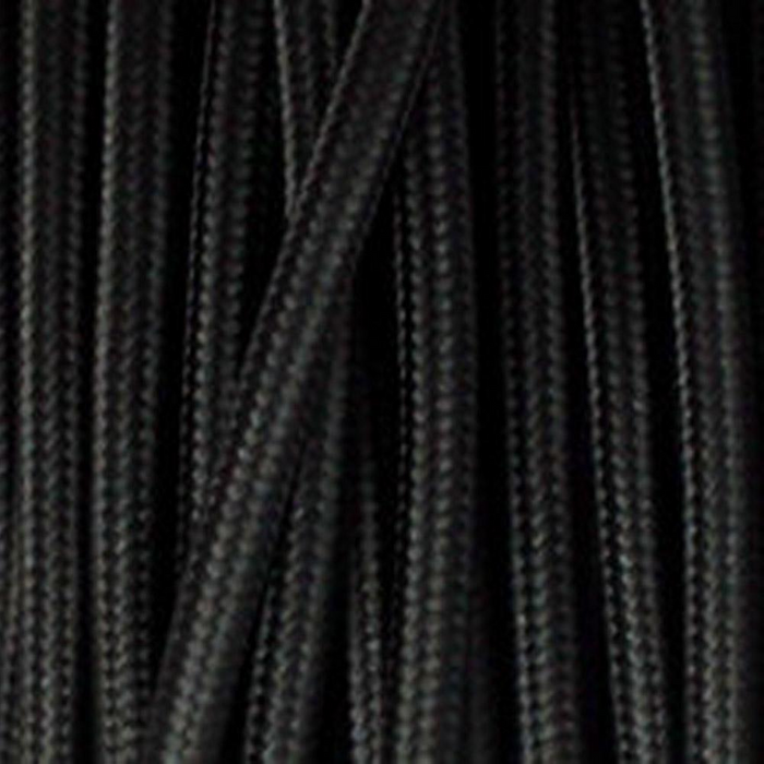 2core Round Vintage Braided Fabric Black Colour Cable Flex 0.75mm