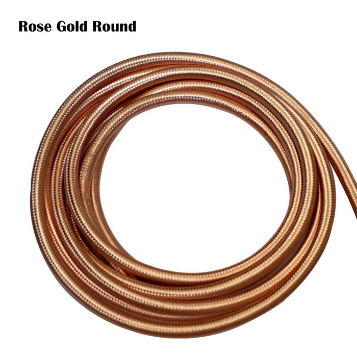 2 Core Round Vintage Braided Fabric Rose Gold Coloured Cable Flex 0.75mm