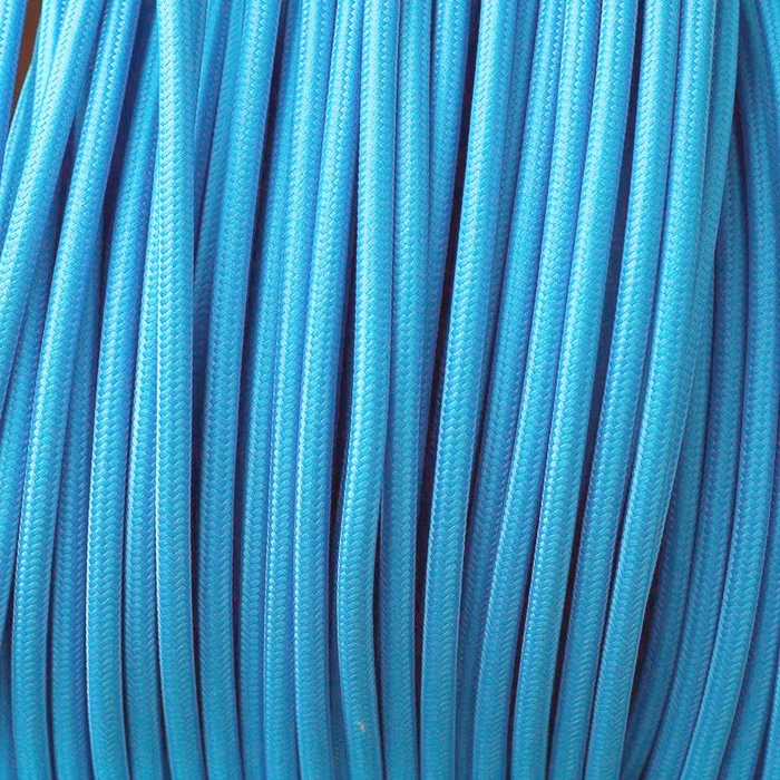 3 core Round Vintage Braided Fabric Blue Cable Flex 0.75mm