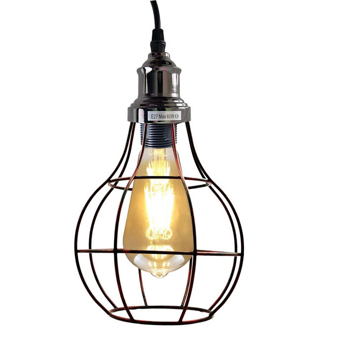 Industrial Kitchen Island Chandelier 3 Light Cage Ceiling Hanging Pendant Lamp