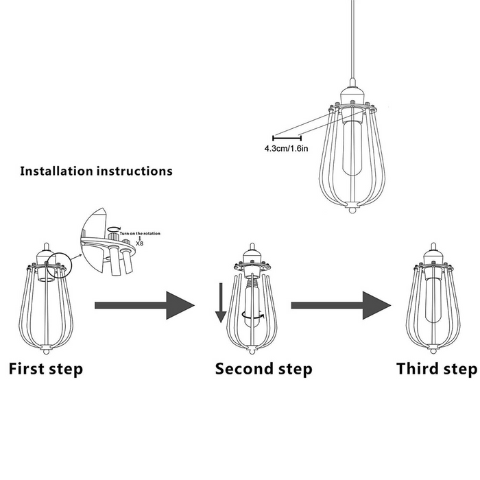 Industrial Kitchen Island Chandelier 3 Light Cage Ceiling Hanging Pendant Lamp