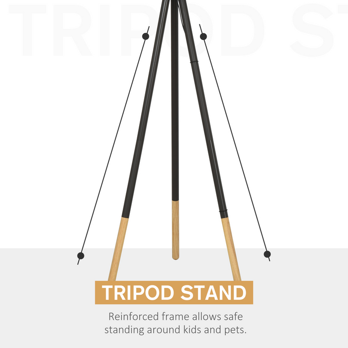 153cm Steel Tripod Floor Lamp w/ Fabric Lampshade Foot Switch, Land Lamp Office Bedroom Modern Grey