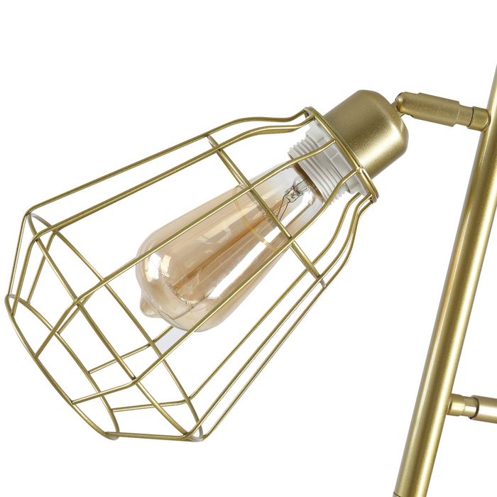 Retro Praktische Boom Vloerlamp 3 Hoek Verstelbare Lampenkap Stalen Basis voor Woonkamer Slaapkamer Kantoor Goud 165cm