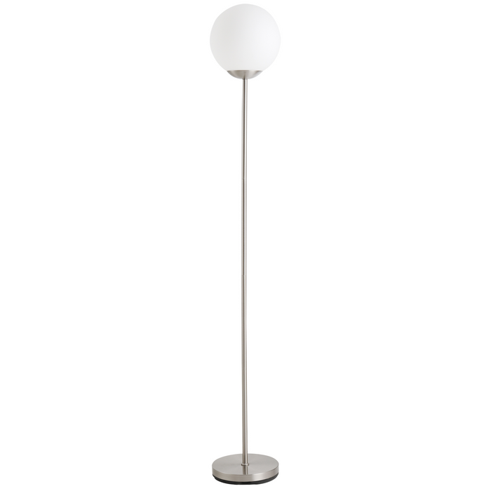 171cm Glass Globe Floor Lamp Metal Frame Sphere Light Pedal Switch Home Office Living Room Modern Unique Standing Beautiful Furnishing - Grey