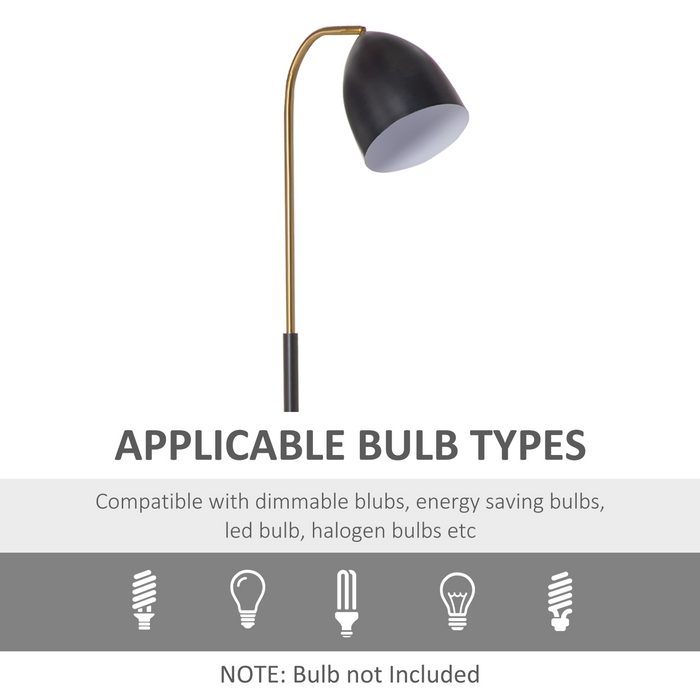 Arc Floor Lamp, Standing Reading Light, with Adjustable Lampshade, and Round Base for Living Room, Office, Bedroom, 160cm, Black Gold