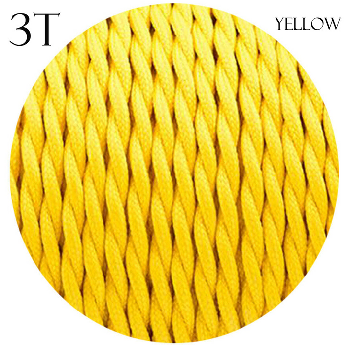 Vintage 3 core Twisted Italian Braided Cable, Electrical Fabric Flexible Lamp textile Cable Wire Cord for UK Light
