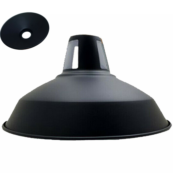 Industrial Style Barn Slotted Lamp Shade Metal Black Ceiling Pendant Light Shade