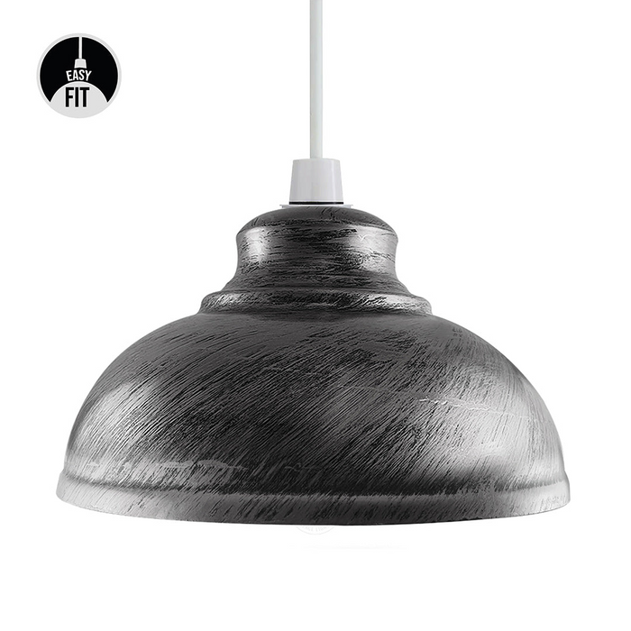 Brushed Silver Retro Ceiling Pendant Light Lamp Shade Easy Fit Cafe Kitchen Dining Lampshade