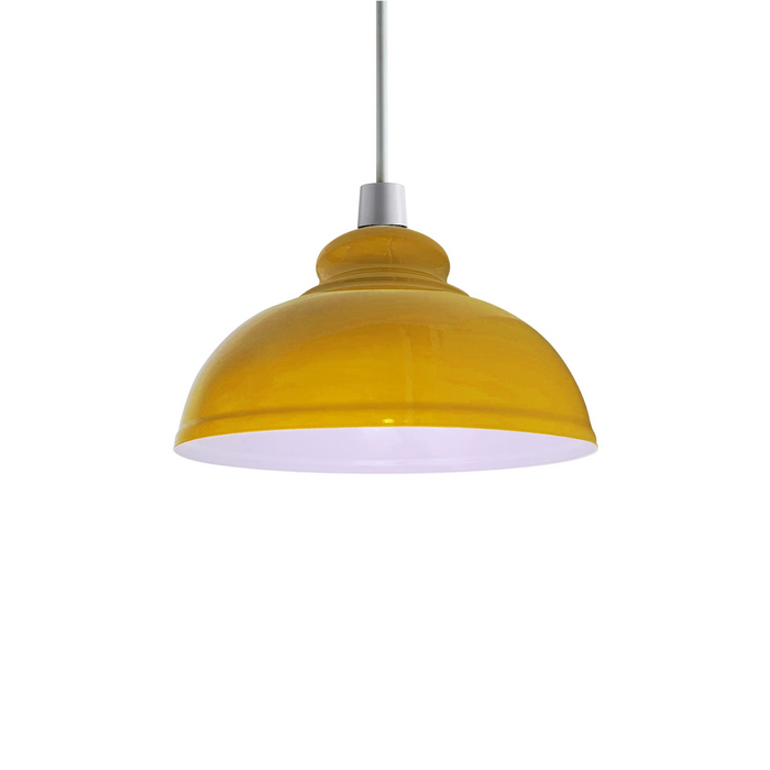 Yellow Metal Vintage None Electric Pendant Light Shade