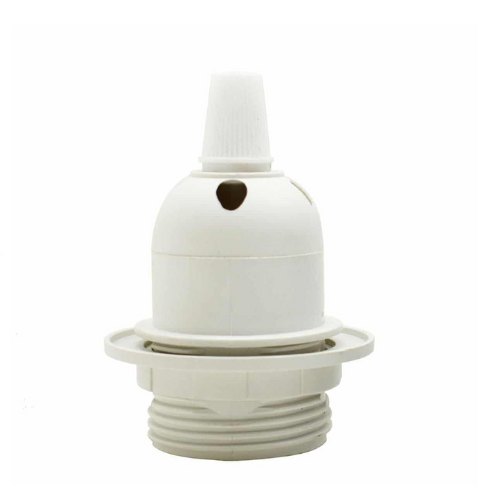 Edison E27 witte lamp hanglamphouder met schaduwring en snoergreep