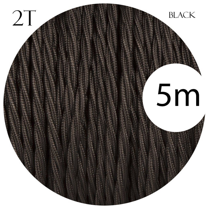 2 core Twisted 5m Braided Electrical Fabric Flexible Lamp Cable Wire Cord for UK Light