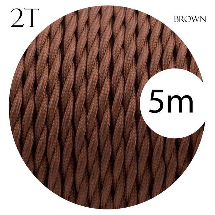 2 core Twisted 5m Braided Electrical Fabric Flexible Lamp Cable Wire Cord for UK Light