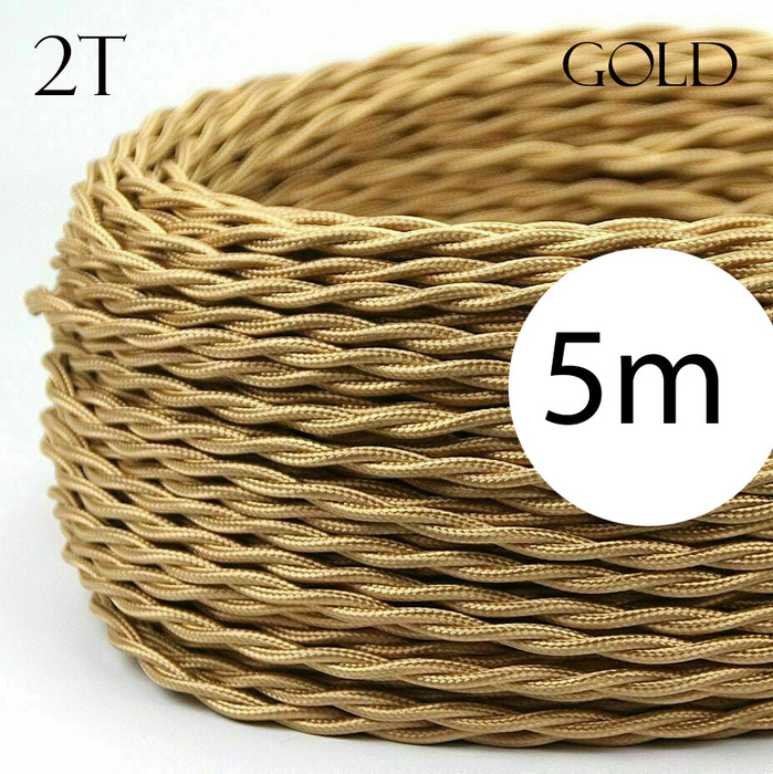 2 core Twisted 5m Braided Electrical Fabric Flexible Lamp Cable Wire Cord for UK Light