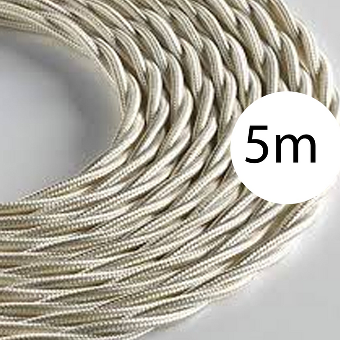 2 core Twisted 5m Braided Electrical Fabric Flexible Lamp Cable Wire Cord for UK Light