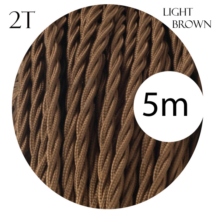 2 core Twisted 5m Braided Electrical Fabric Flexible Lamp Cable Wire Cord for UK Light