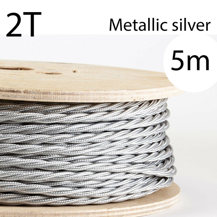 2 core Twisted 5m Braided Electrical Fabric Flexible Lamp Cable Wire Cord for UK Light