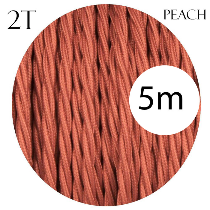 2 core Twisted 5m Braided Electrical Fabric Flexible Lamp Cable Wire Cord for UK Light