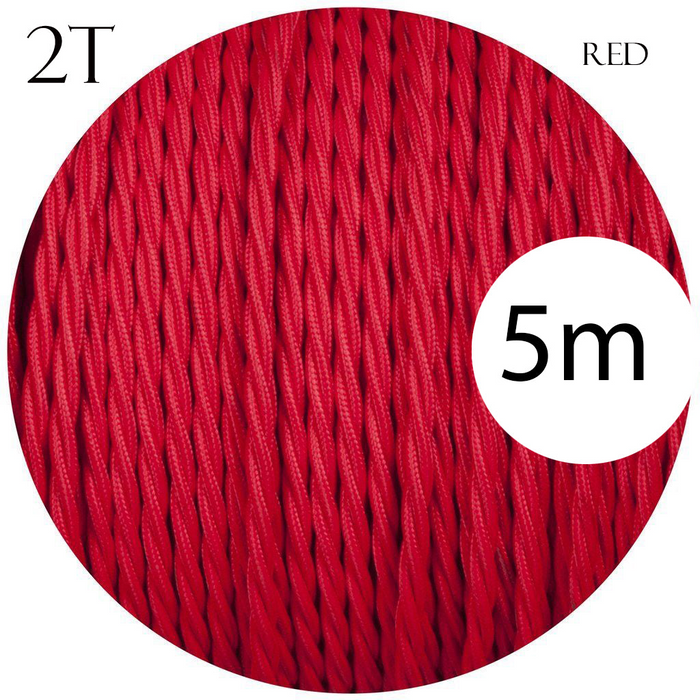 2 core Twisted 5m Braided Electrical Fabric Flexible Lamp Cable Wire Cord for UK Light